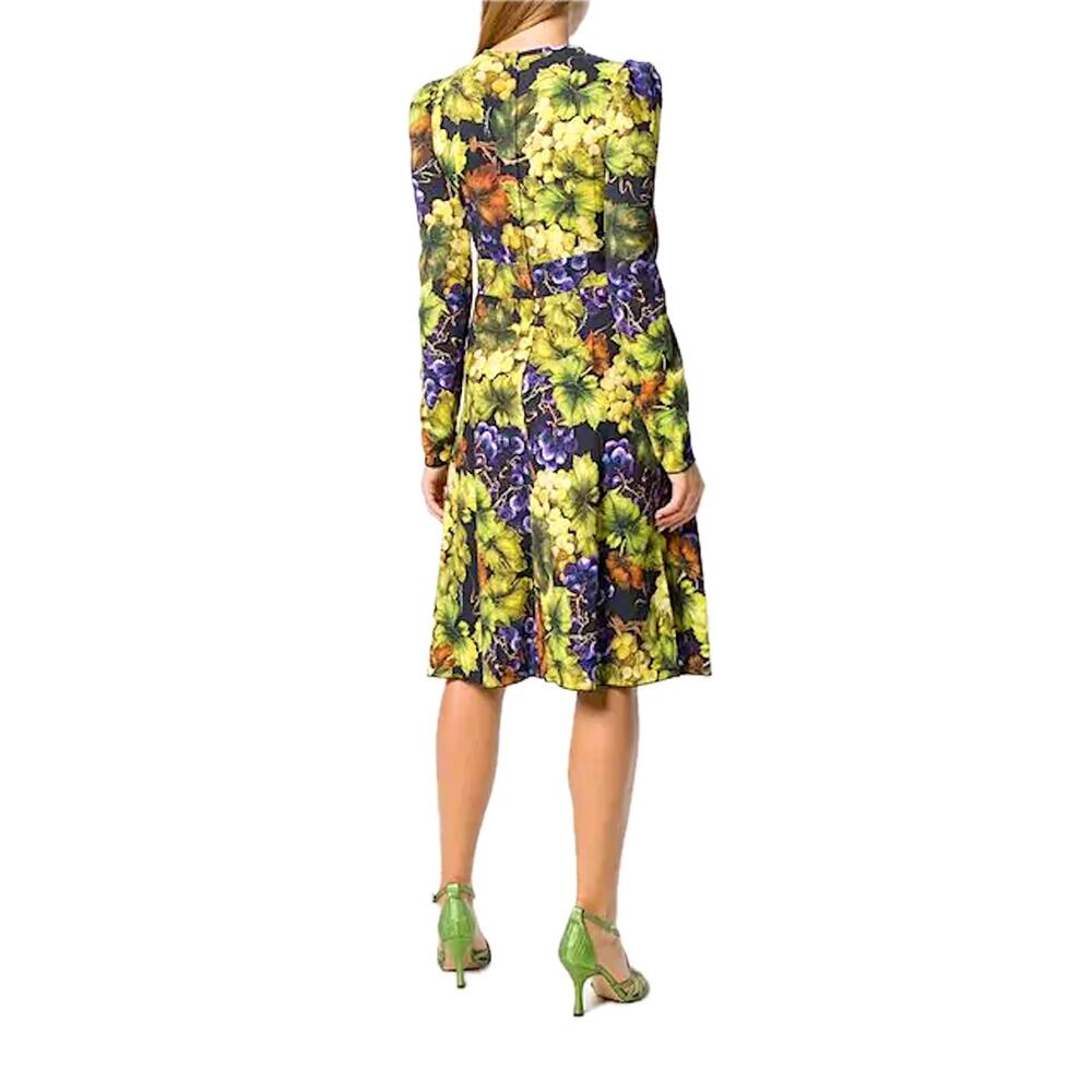 NWT Dolce & Gabbana Grape Print Embellished Dress Yellow IT 44 / L - Picture 3 of 10